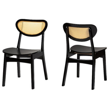 Pemberly Row 16.6" Wood Dining Chair in Dark Brown (Set of 2)