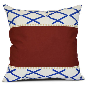 Knot Fancy, Geometric Print Pillow, Red, 16"x16"