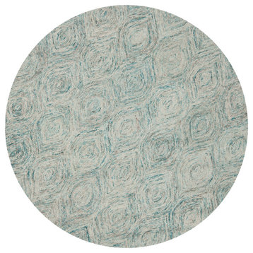 Safavieh Ikat Collection IKT631 Rug, Ivory/Sea Blue, 6' Round