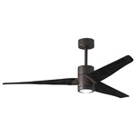 Matthews Fan - Super Janet 60" Ceiling Fan, LED Light Kit, Textured Bronze/Matte Black - The Super Janet's remarkable design and solid construction in cast aluminum and heavy stamped steel make it the heroine in any commercial or residential space. Moving air with barely a whisper, its efficient DC motor turns solid wood blades. An eco-conscious LED light kit with light cover completes the package.