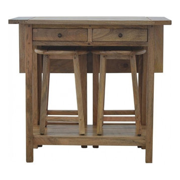 Solid Wood Breakfast Table with 2 Stools