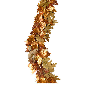 Holiday Garlands for Fall & Christmas Decor, 72" Gold & Copper Glitter