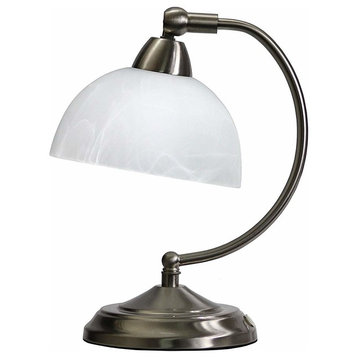 Mini Modern Bankers Desk Lamp With Touch Dimmer Control Base Brushed Nickel