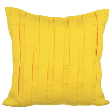 Yellow Throw Pillow Covers 16"x16" Suede Fabric, Yellow Love Tune