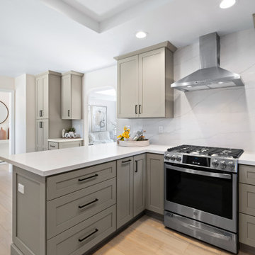 Modern Greige RTA Kitchen Cabinets with Quartz Countertops | The Cabination
