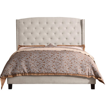 Noblesville Upholstered Panel Bed, Beige, Queen