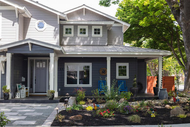 Contemporary gray two-story mixed siding exterior home idea in San Francisco