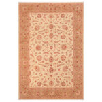 Bareens Designer Rugs - Bohemien Ziegler Cristina Ivory Green Hand-Knotted Wool Rug - 10'5'' x 14'4'' - Enhance the ambiance of your home with this magnificent Persian-influenced Turkish hand-knotted rug made by skilled artisans capable of creating the most exceptional vegetable dyes and hand-spun wool. This exquisite handmade rug is a one-of-a-kind Peshawar Kafkaz, otherwise identified as Chobi, Chobi Peshawar, Oushak, or Ziegler rug. These handmade rugs are crafted in Pakistan utilizing superior-quality wool imported from Australia, New Zealand, and Korea in two types of weaves: the Persian weave and the Mori weave. This rug is meticulously crafted by hand using the finest natural vegetable dyes extracted from local plants. The artisans use a blend of hand-spun local and fine merino wool, resulting in a rug with a compelling texture, higher lanolin content, and longer staple. The artisans occasionally incorporate natural or artificial silk into the pile to enhance specific motifs. The finished product is an awe-inspiring execution of flawless design and an understated palette that exudes elegance.