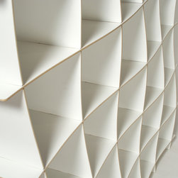 Quark Enterprises - 25-Cubby Wave Modern Wood Bookcase, White - Bookcases