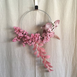 Modern Eclectic Spring Hoop Wreath - Artificial Flower Arrangements