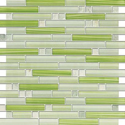 Glossy Green Nature Colorful Stripes Glass Mosaic Backsplash Tiles - Home Accessories & Decor