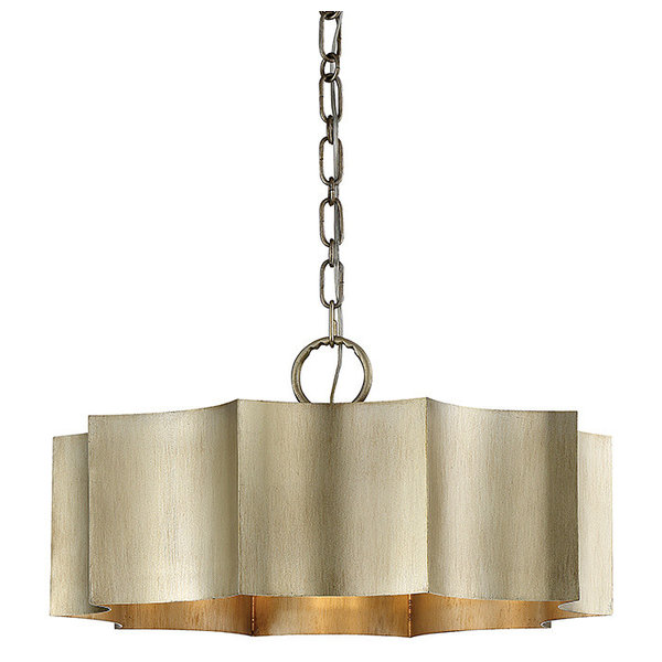 Smyth Linear Pendant, Clear Glass, White Gold