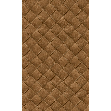 Leaf Patchwork Printed Textured Wallpaper, Cognac, Double Roll