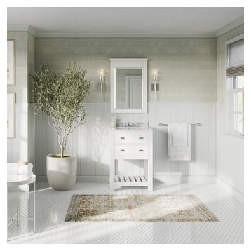 The Nile Bathroom Vanity, Single Sink, 24", Pure White, Freestanding