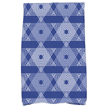 Star Light Holiday Geometric Print Kitchen Towel, Royal Blue