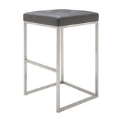 Naugahyde Stool With Steel Frame, Gray, Counter Height