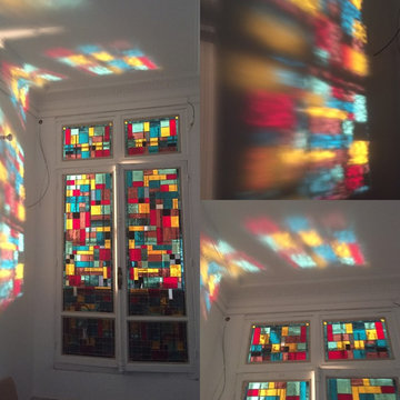 VITRAIL CONTEMPORAIN MULTICOLORE
