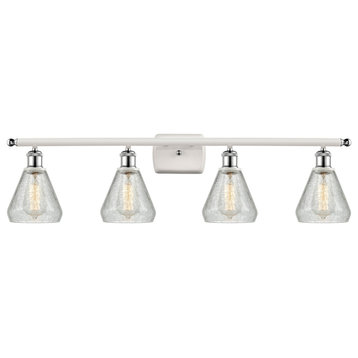 Ballston Conesus 4 Light Bathroom Vanity Light in White And Polished Chrome