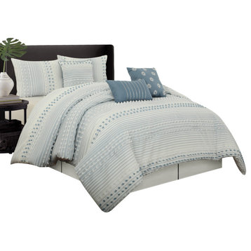 Clarion 7 Piece Comforter Set, Azure, California King