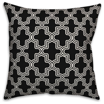 Black and White Morrocan Tile 18x18 Throw Pillow Cover