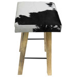FOREIGN AFFAIRS HOME DECOR - Square Black and White Cowhide Bar Stool RANCH - Square black and white cowhide covered bar stool RANCH. Comfortable and stylish, these rustic-modern bar stools will fit into traditional and modern interiors. Update your bar to the next level. Each item is unique due to the cowhide used.