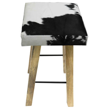 Square Black and White Cowhide Bar Stool RANCH