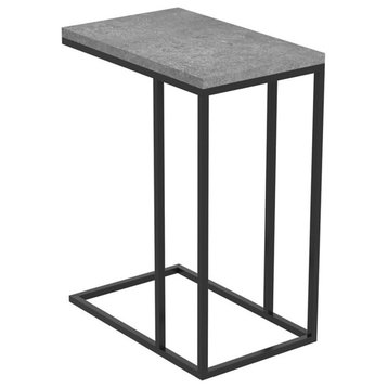 Pemberly Row 20"L C-Shape Accent Table with Black Metal Legs in Dark Cement