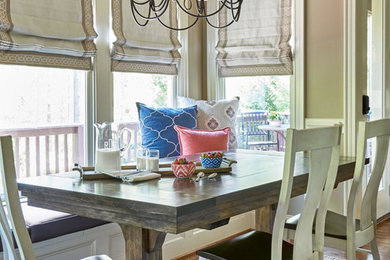 Example of a mid-sized country dark wood floor great room design in Raleigh with beige walls