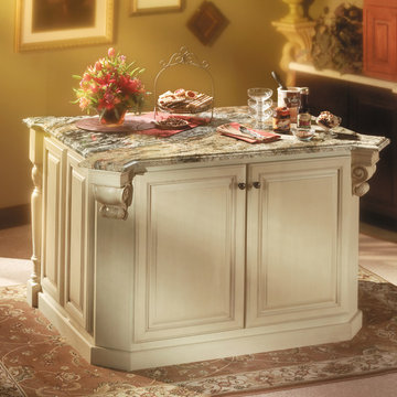 Fieldstone Cabinetry Kitchen island with corbels