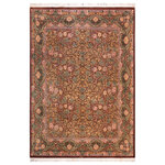 Bareens Designer Rugs - Imran Pak Persian Mariela Brown/Gold Wool Rug 8'3'' x 9'5'' - Designed with mesmerizing intricacy and gorgeous color palette, this hand-knotted masterpiece demonstrates the beauty and electrifying thrill of Pak Persian art. These meticulously hand-knotted Pak-Persian rug is made with pure wool and features breathtaking traditional, transitional, and tribal designs in bold luxurious color pallets. Known for their intricate designs these rugs are a reproduction of Persian rugs, made in Pakistan with unique Mughal designs. Made by master weavers using the same Persian texture, design and dying technique, we wanted to produce the most significant manifestation of Persian art, life, and culture. This rug is most famous for its exceptional quality, incredible designs, patterns, and vibrant rich color. Pak-Persian rugs made with Persian weave with high knot counts, which enables the high intricacy and detail found in the patterns are also referred to as "State of art", each color adds a rich beautiful detail in the artwork of this rug. The design, color, and beautiful chromatic composition with a vibrant sheen with intricate designs, exude beauty, elegance, and quality make this rug a masterpiece of its own.