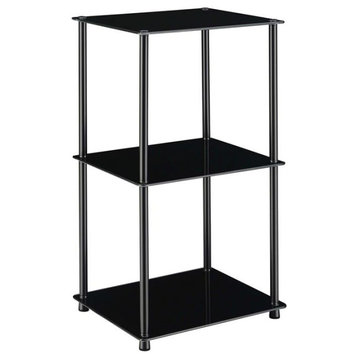 Convenience Concepts Designs2Go Classic Black Glass Three-Shelf Bookcase