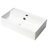 ABC122 White 22" Rectangular Wall Mounted Ceramic Sink with Faucet Hole