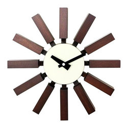 Walnut Sunburst Clock - Products