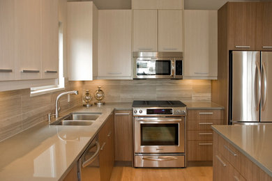 Example of a minimalist kitchen design in Vancouver