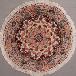 Round Persian Tabriz rug 3'4 diameter - Area Rugs