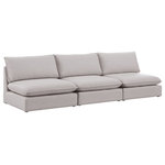Meridian Furniture - Mackenzie Linen Textured Fabric Upholstered 3-Piece Modular Sofa, Beige - Mix and match the pieces from the Mackenzie series to create a beautiful seating group that's perfect for the whole gang. These exceptionally crafted sofas, sectionals, and other components are meant to be put together into an infinite number of configurations based on your particular needs and space requirements. Each is upholstered from top to bottom in soft durable linen textured in your choice of colors. Attach the pieces of your choice easily thanks to the included attachment latches.
