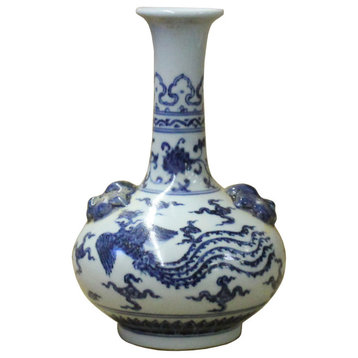 Chinese Blue White Porcelain Precise Birds Scenery Vase Hws735