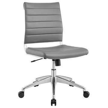 Jive Armless Mid Back Faux Leather Office Chair, Gray