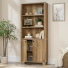 Pemberly Row Engineered Wood Library with Hidden Storage in Timber Oak