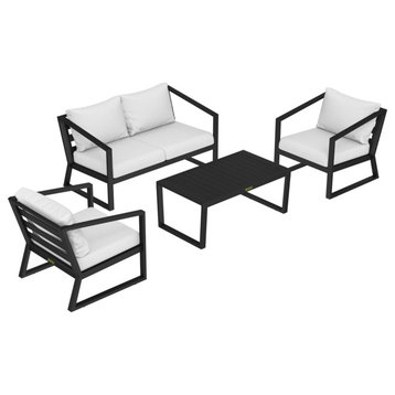 4PCs Aluminum Patio Furniture Set, Outdoor Set - White
