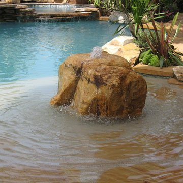 Rock Waterfall in swimming pool