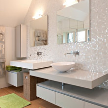 MAIN FLOOR -- "powder" bathroom + tiled shower