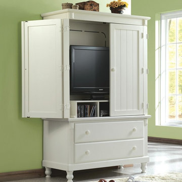 Pottery White TV Armoire
