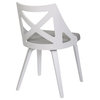 Charlotte Chair, Set of 2, White Textured Wood, Light Gray Fabric