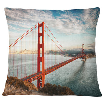 Golden Gate Bridge in San Francisco Sea Bridge Throw Pillow, 16"x16"