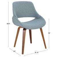 LumiSource Accent Chair, Walnut and Blue Noise, Set of 2, Walnut, Cream