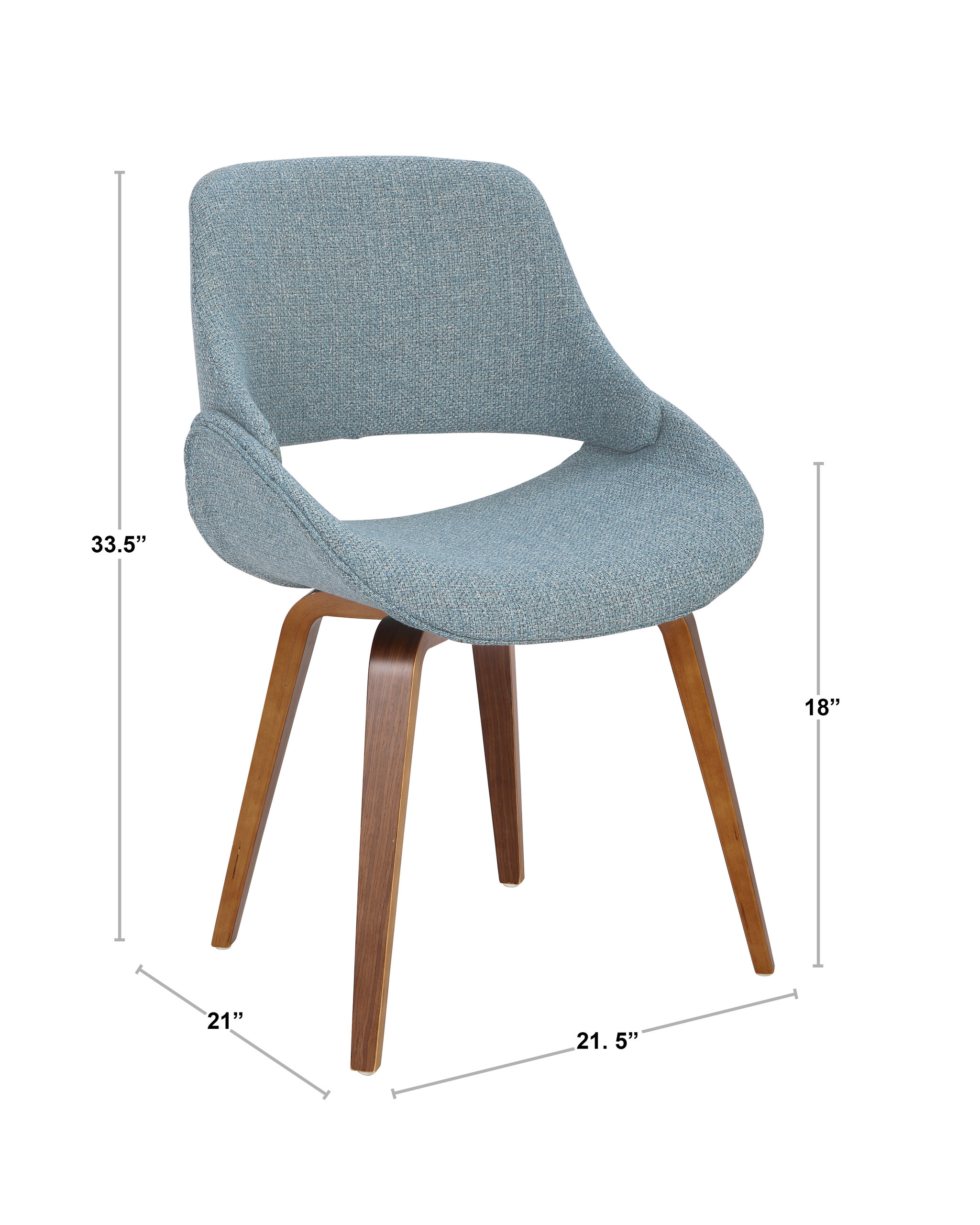 LumiSource Accent Chair, Walnut and Blue Noise, Set of 2, Walnut, Cream