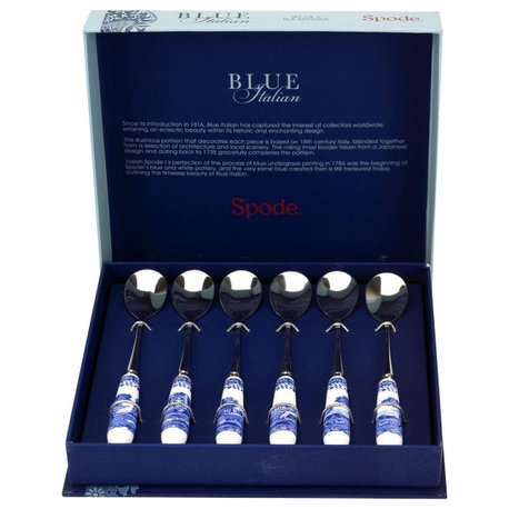 Spode Blue Italian Set of 6 Teaspoons