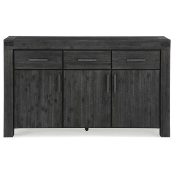 Modus Meadow 3 Drawer and 3 Door Solid Wood Sideboard in Graphite