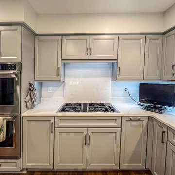 Custom Two Tone Gray Kosher Kitchen with Quartz Countertops